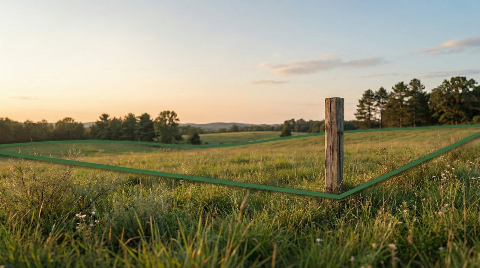 ParcelVision AR boundary visualization showing property lines overlaid on a field